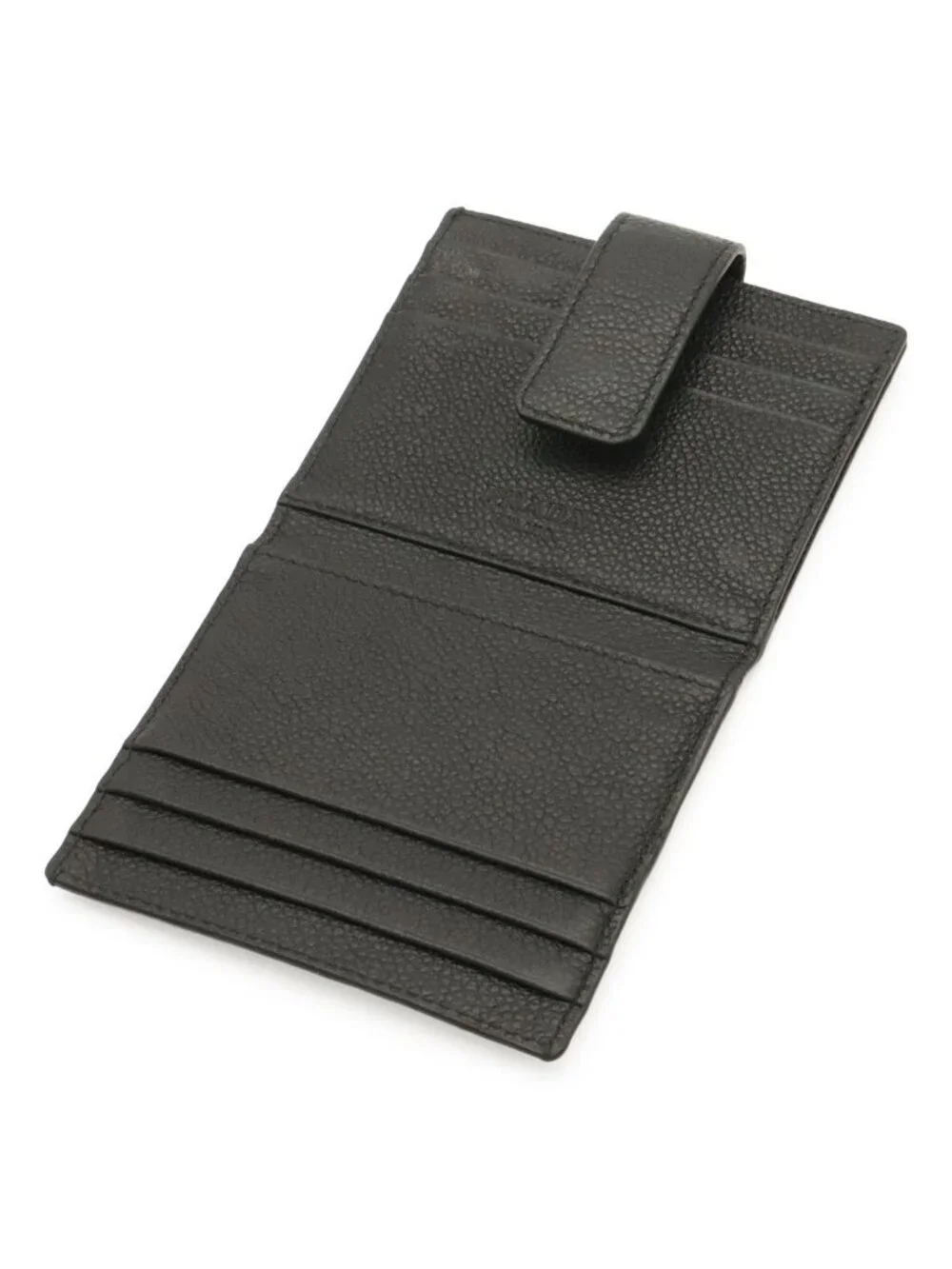 Prada Triangle Logo Card Case Business Holder Leather Nero Black Silver